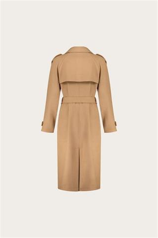 Kamelowy płaszcz damski z wełną 87411 - 635401