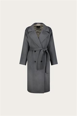 Szaro-zielony wełniany płaszcz damski 87414 - 635441