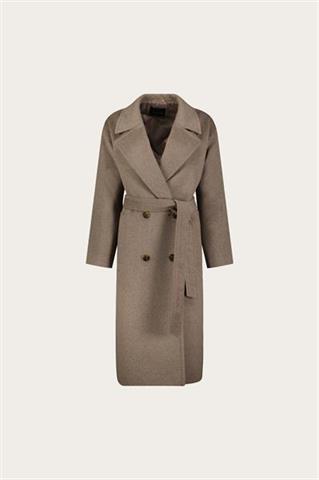 Brązowo-szary płaszcz damski z wełną 87416 - 635521