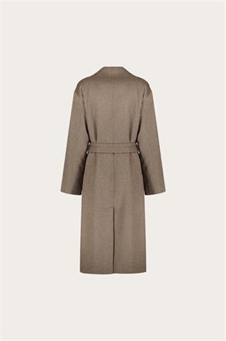 Brązowo-szary płaszcz damski z wełną 87416 - 635531