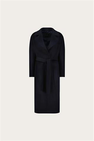 Granatowy płaszcz damski z wełną 87419 - 635641