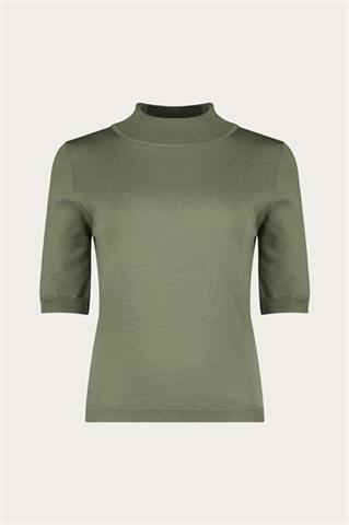 Oliwkowy półgolf damski z wełny merino 87445 - 635751