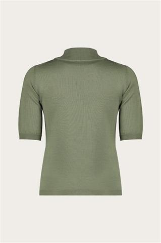 Oliwkowy półgolf damski z wełny merino 87445 - 635761