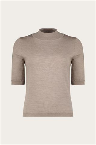 Beżowo-szary półgolf damski z wełny merino 87446 - 635781