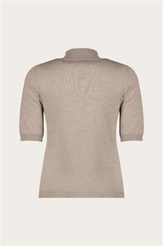 Beżowo-szary półgolf damski z wełny merino 87446 - 635791