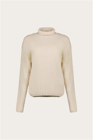 Beżowy golf damski z wełną merino 87448 - 635841