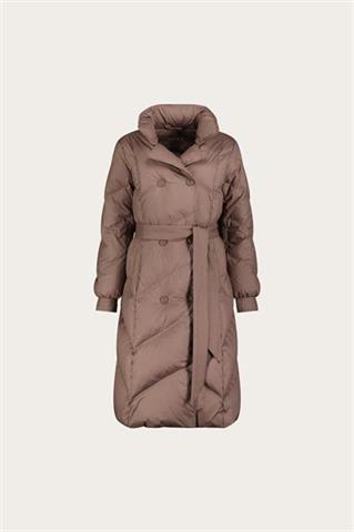 Brązowo-szary pikowany płaszcz damski 87489 - 636171