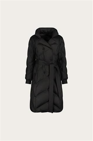 Czarny pikowany płaszcz damski 87490 - 636771