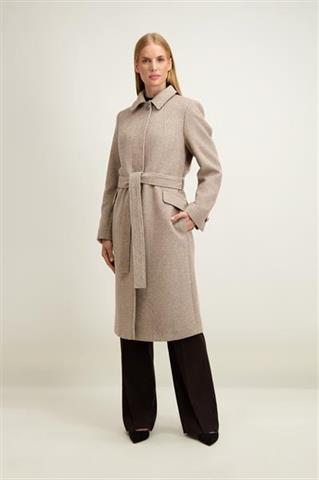 Płaszcz damski z wełną w kolorze taupe 87401 - 641561