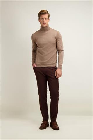 Golf męski w kolorze kamiennym z wełny merino 74354 - 642401