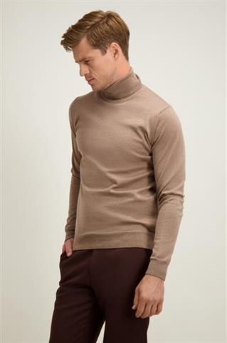 Golf męski w kolorze kamiennym z wełny merino 74354 - 642411