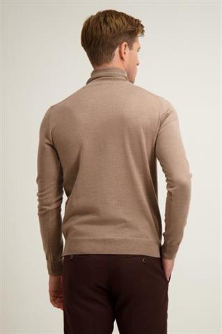 Golf męski w kolorze kamiennym z wełny merino 74354 - 642421