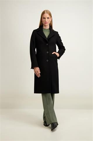 Czarny płaszcz damski z wełną 87420 - 642651