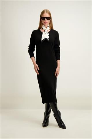 Czarna sukienka z wełną merino i kaszmirem 87449 - 642731