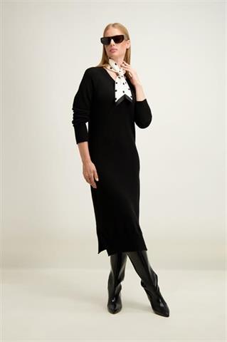 Czarna sukienka z wełną merino i kaszmirem 87449 - 642741