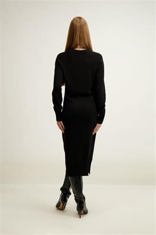 Czarna sukienka z wełną merino i kaszmirem 87449 - 642761