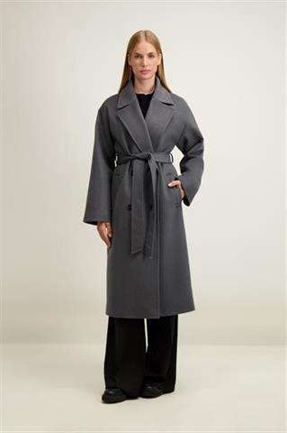 Szaro-zielony wełniany płaszcz damski 87414 - 642911