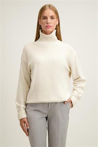 Beżowy golf damski z wełną merino 87448 - 643241