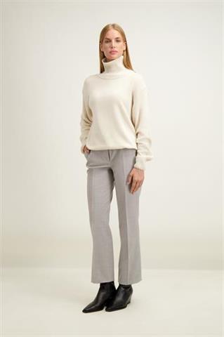 Beżowy golf damski z wełną merino 87448 - 643251