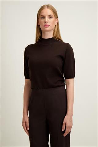Brązowy półgolf damski z wełny merino 87443 - 644051