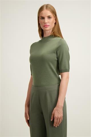 Oliwkowy półgolf damski z wełny merino 87445 - 644121