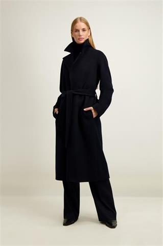Granatowy płaszcz damski z wełną 87419 - 644381