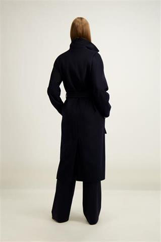 Granatowy płaszcz damski z wełną 87419 - 644411