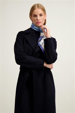 Granatowy płaszcz damski z wełną 87419 - 644431