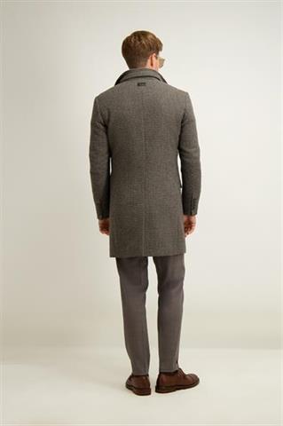Brązowo-szary płaszcz męski z wełną 20059 - 644521