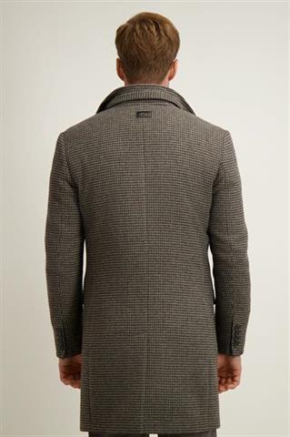 Brązowo-szary płaszcz męski z wełną 20059 - 644541