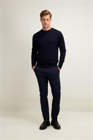 Granatowy sweter męski z wełny merino 74284 - 645451