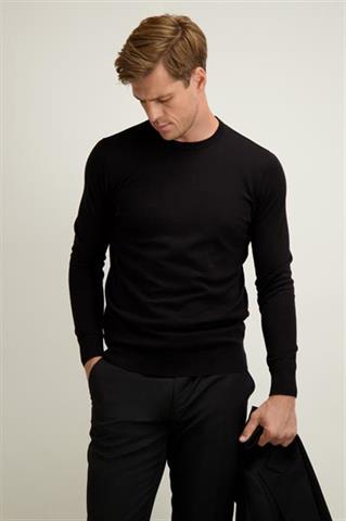 Czarny sweter męski z wełny merino 74285 - 645491
