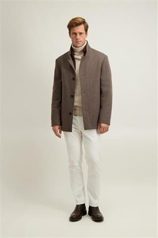 Brązowa kurtka męska z wełną 20026 - 646931