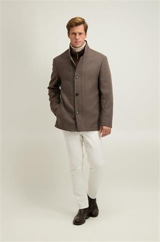 Brązowa kurtka męska z wełną 20026 - 646941