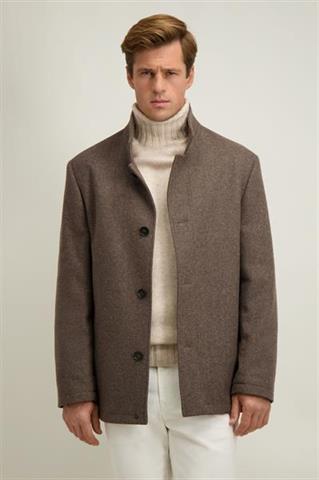 Brązowa kurtka męska z wełną 20026 - 646951