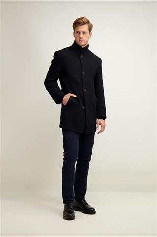 Granatowy płaszcz meski z wełną 20068 - 647041