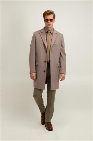 Beżowo-szary płaszcz męski z wełną i kaszmirem 20072 - 647221