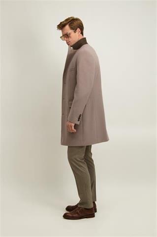 Beżowo-szary płaszcz męski z wełną i kaszmirem 20072 - 647241