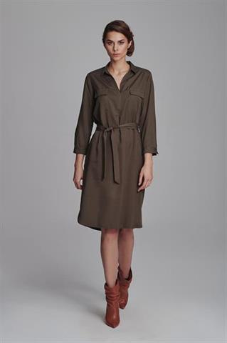 Koszulowa sukienka khaki Kora 84645 - 64771