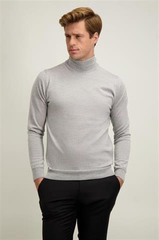 Szary golf męski z wełny merino 74370 - 647871