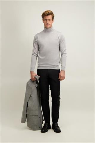 Szary golf męski z wełny merino 74370 - 647881