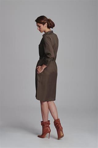 Koszulowa sukienka khaki Kora 84645 - 64791