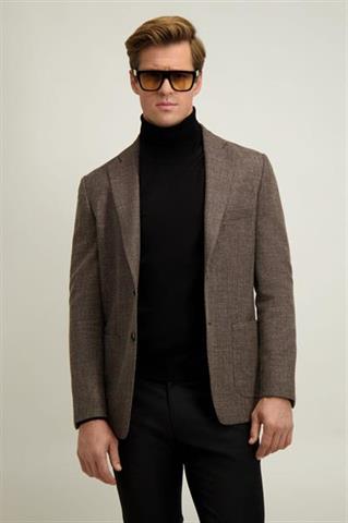 Brązowa marynarka męska z wełną 46455 - 648161