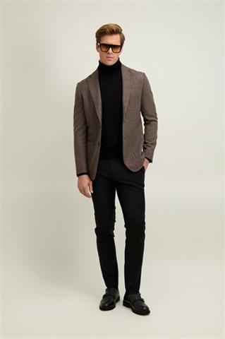 Brązowa marynarka męska z wełną 46455 - 648171