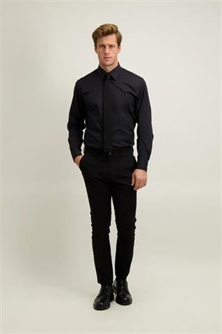 Czarne spodnie męskie z bawełną 65041 - 648231