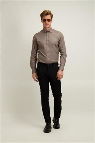 Brązowa bawełniana koszula męska 93590 - 648451