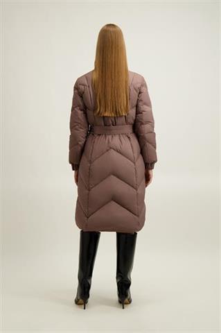 Brązowo-szary pikowany płaszcz damski 87489 - 649071