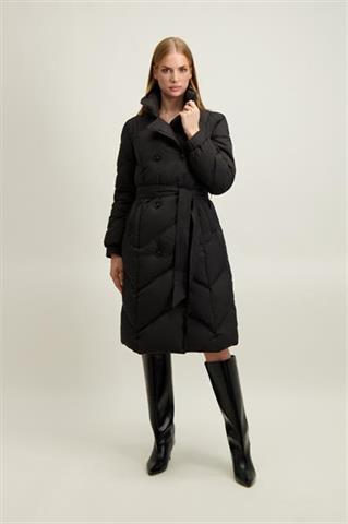 Czarny pikowany płaszcz damski 87490 - 649091