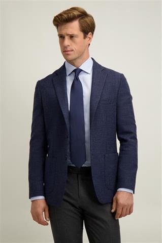 Granatowa marynarka męska z wełną 46456 - 649231