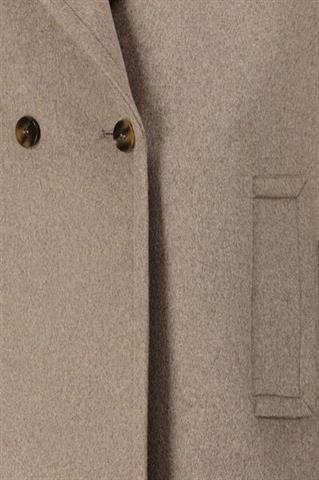 Beżowo-szary płaszcz damski z wełną 87409 - 649651